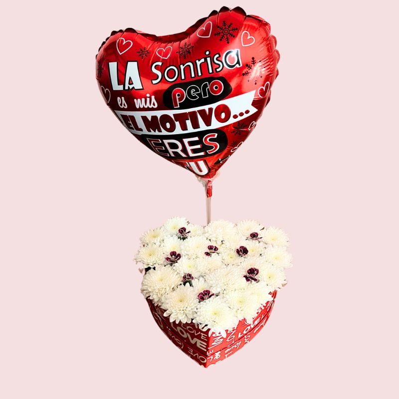 Corazòn de margaritas y globo