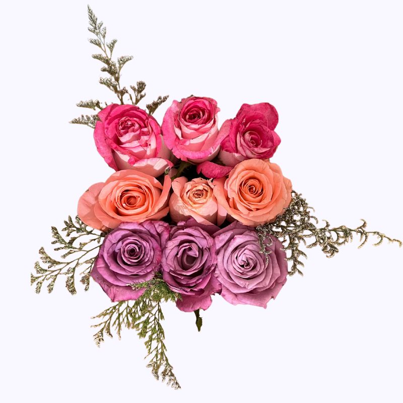 Cajita con rosas multicolor