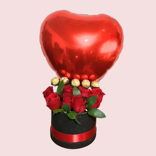 Dulce Sorpresa: Globo, Rosas y Chocolates