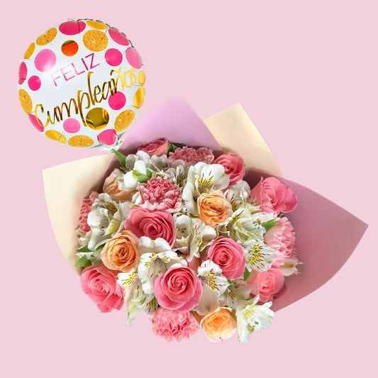 Ramo 24 rosas con globo