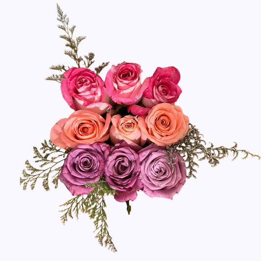 Cajita con rosas multicolor